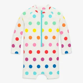 Clearance baby one-piece rash guard in rainbow dot