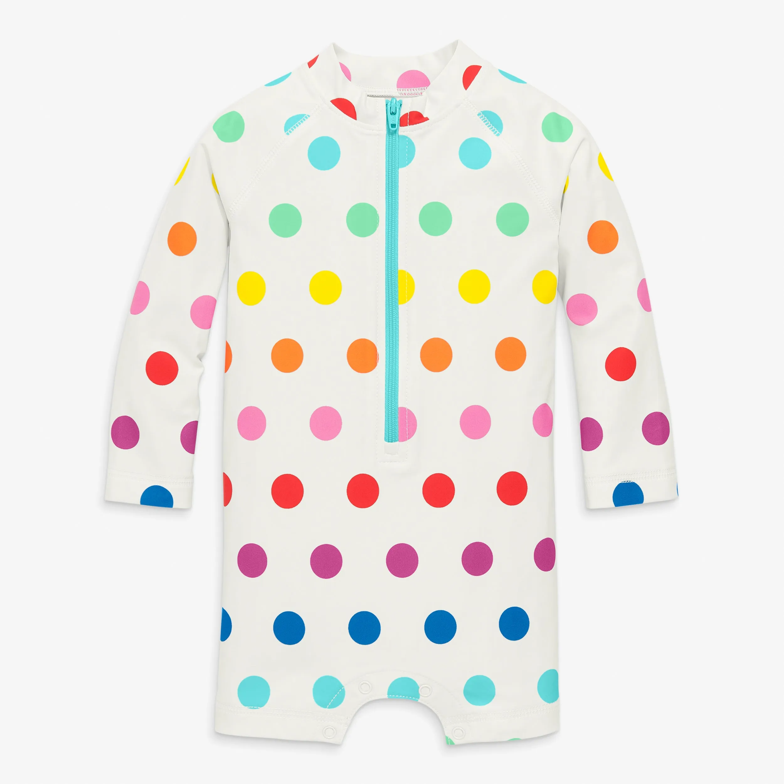 Clearance baby one-piece rash guard in rainbow dot