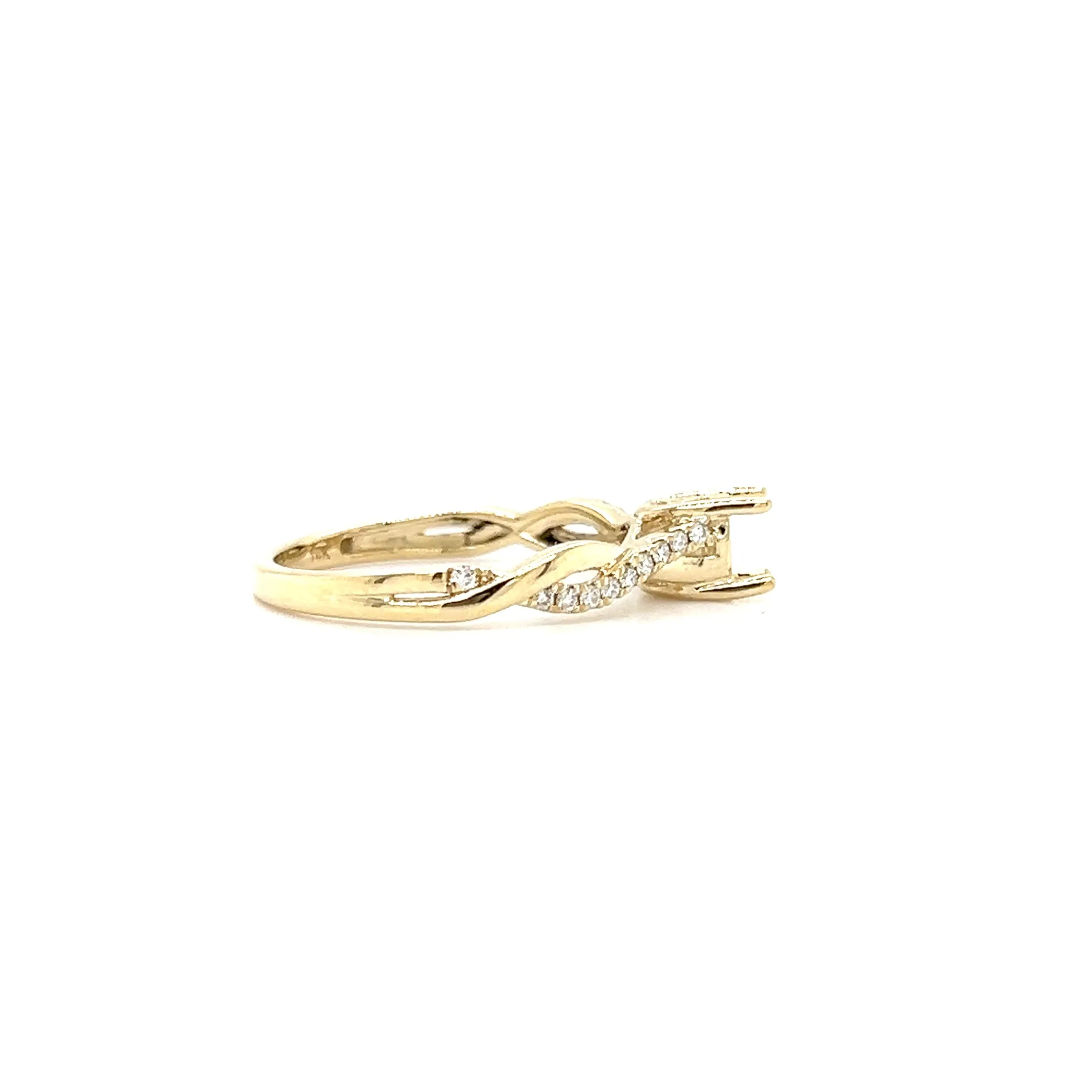 Criss Cross Ring Setting with 0.12ctw of Diamonds in 14K Yellow Gold