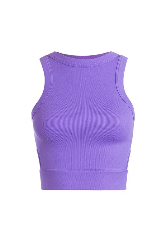 Cutout Side Banded Crop Tank