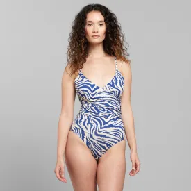 DEDICATED Klinte wrap swimsuit zebra blue blue women