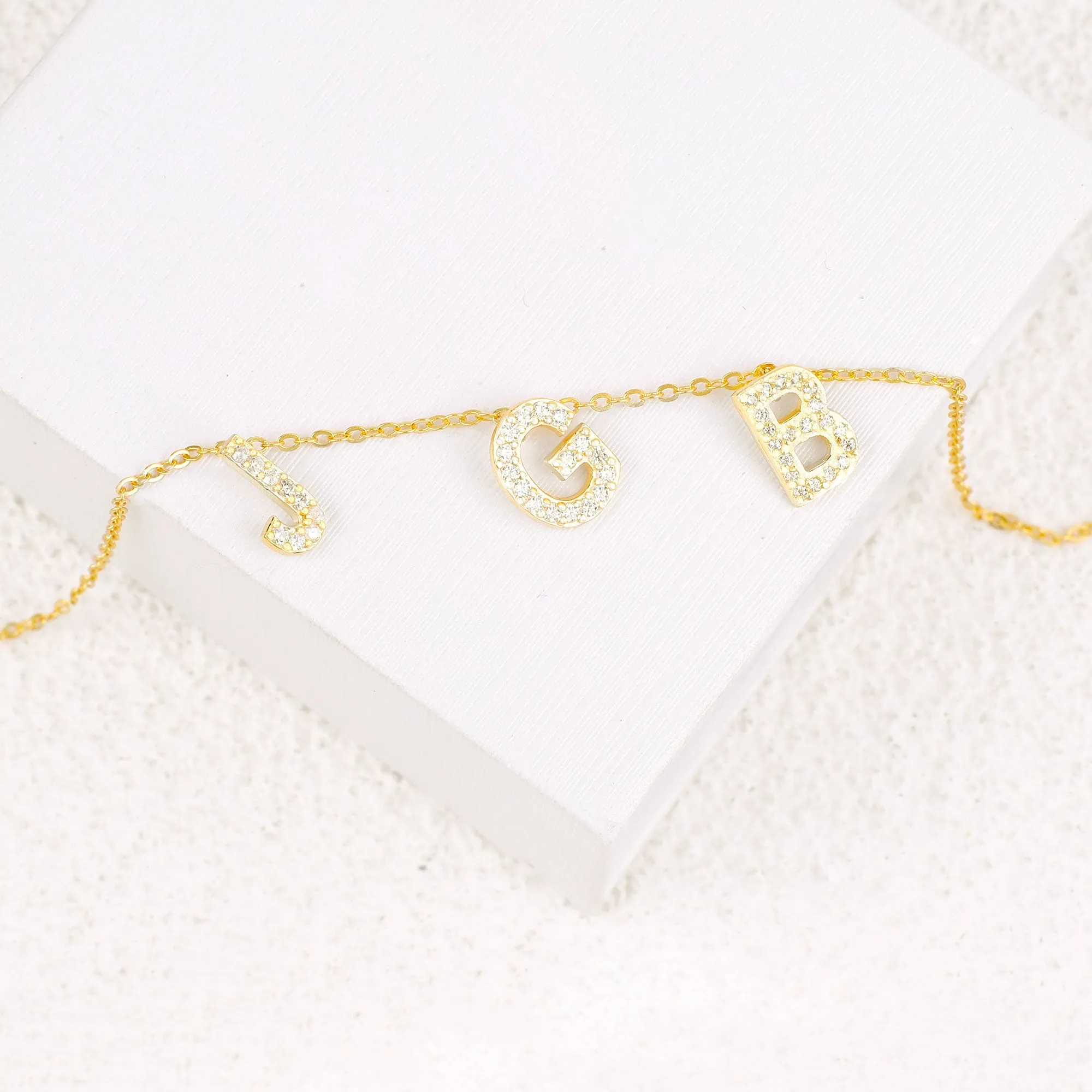 Diamond Triple Initial Necklace