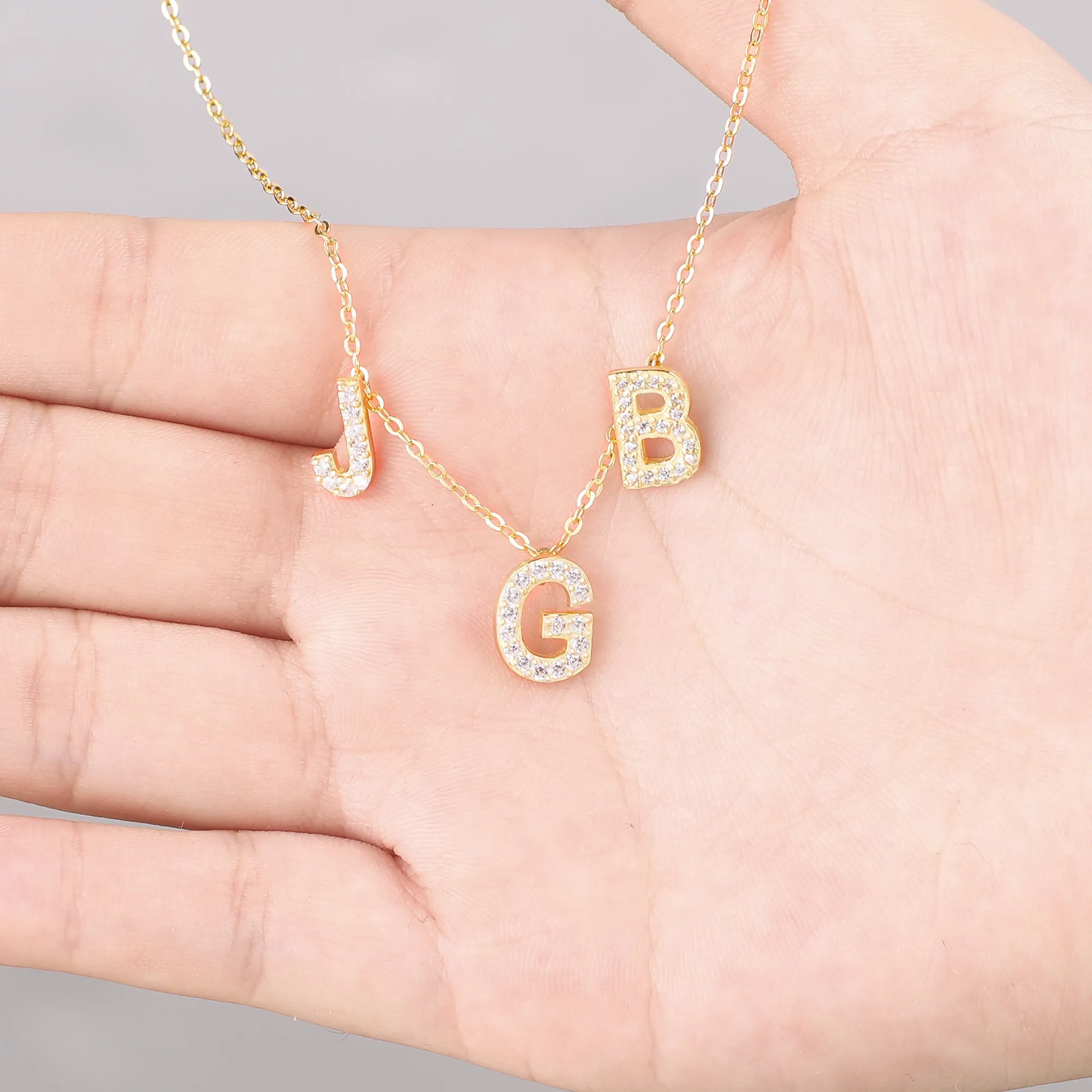 Diamond Triple Initial Necklace