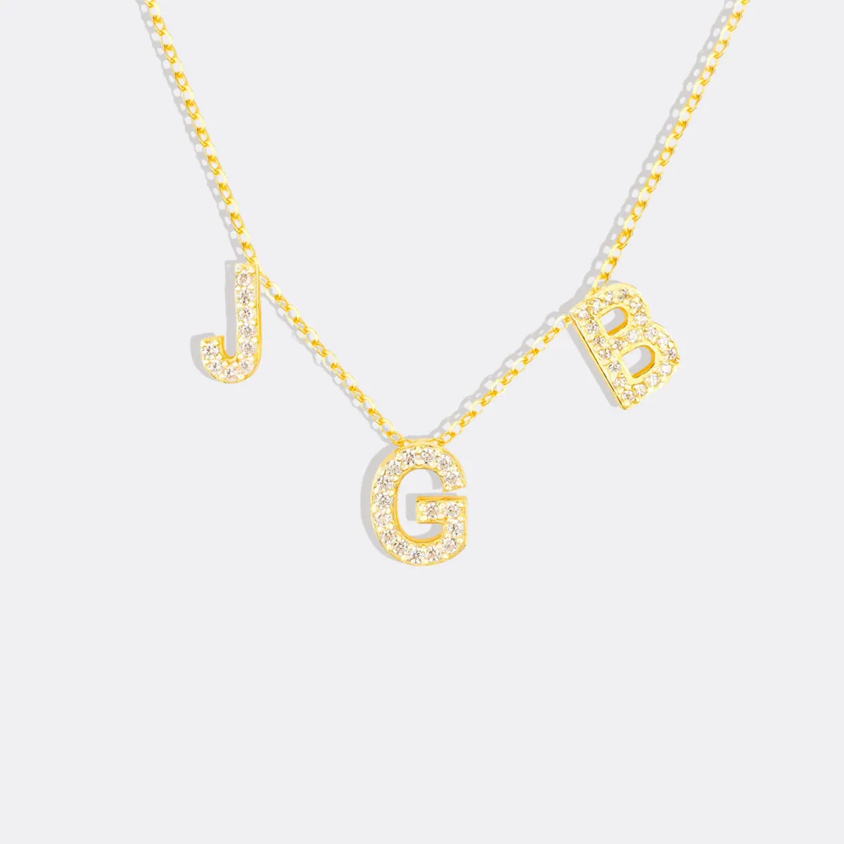 Diamond Triple Initial Necklace