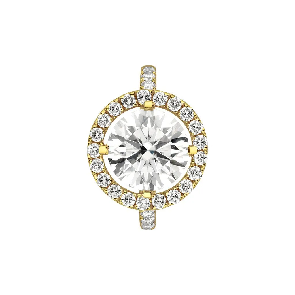 Diamond2 Solitaire Halo Ring with embellished band