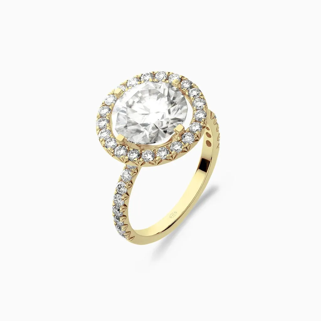 Diamond2 Solitaire Halo Ring with embellished band