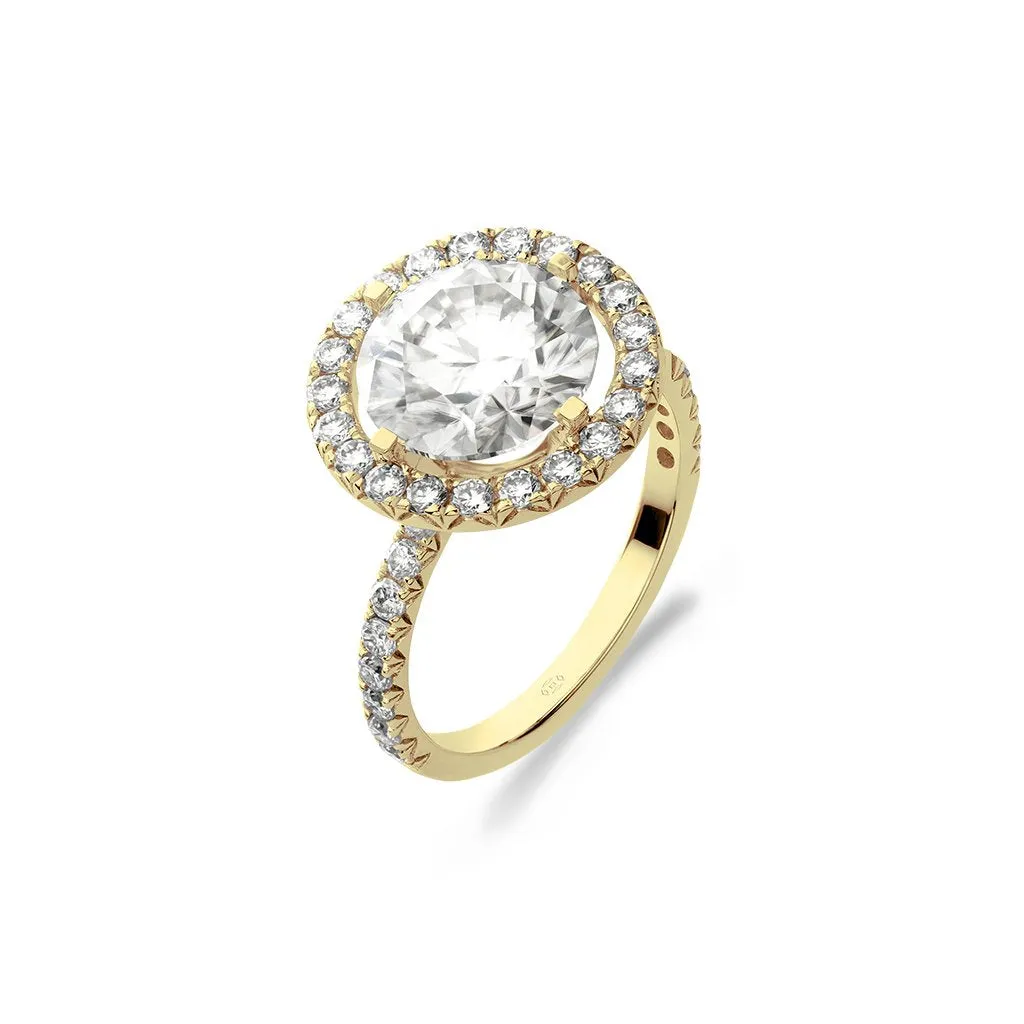 Diamond2 Solitaire Halo Ring with embellished band