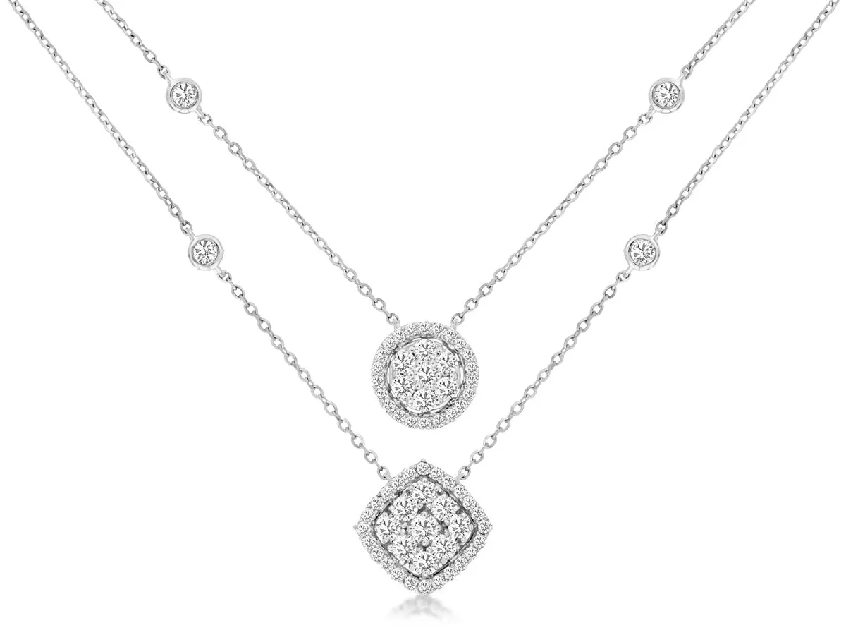 Double Diamond Dangle Necklace