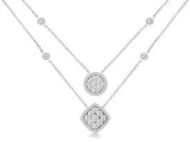 Double Diamond Dangle Necklace