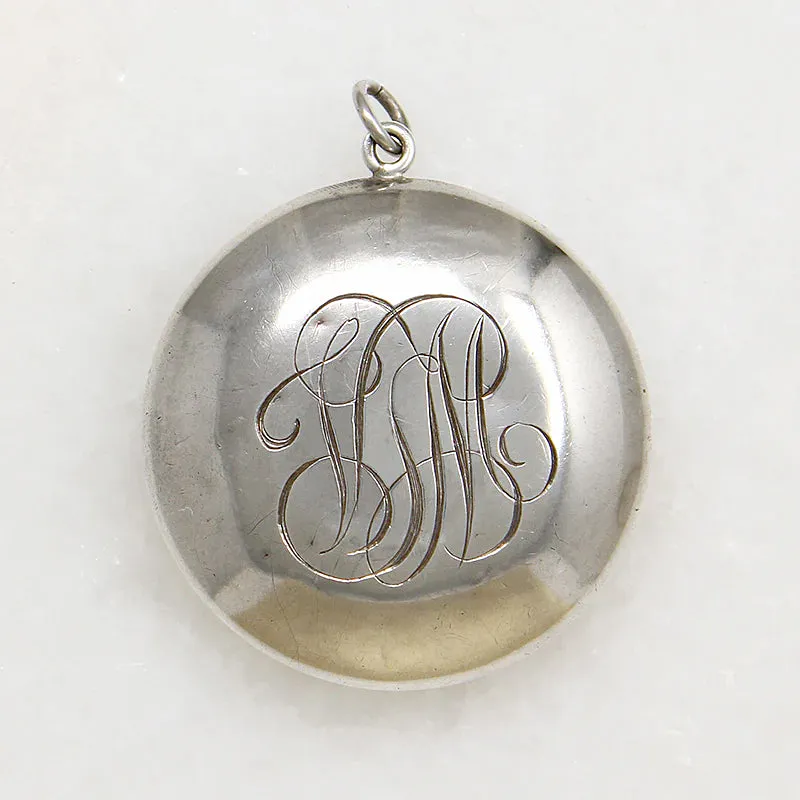 Edwardian Engraved Sterling Silver Compact-Pendant