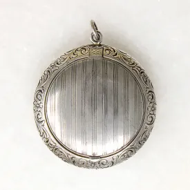 Edwardian Engraved Sterling Silver Compact-Pendant