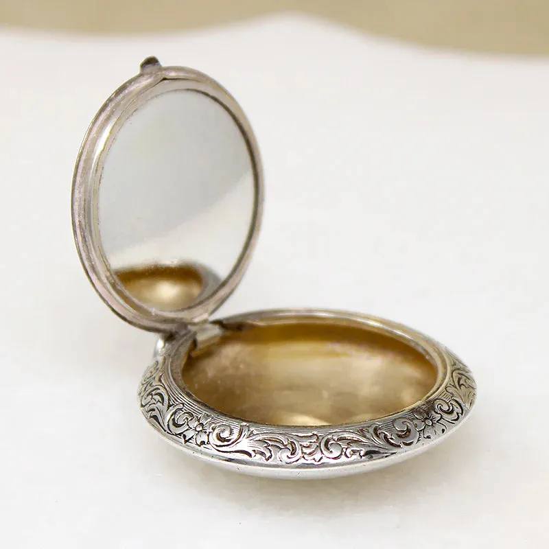 Edwardian Engraved Sterling Silver Compact-Pendant