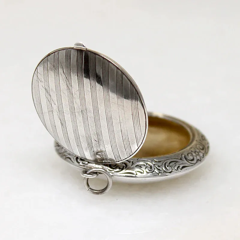 Edwardian Engraved Sterling Silver Compact-Pendant