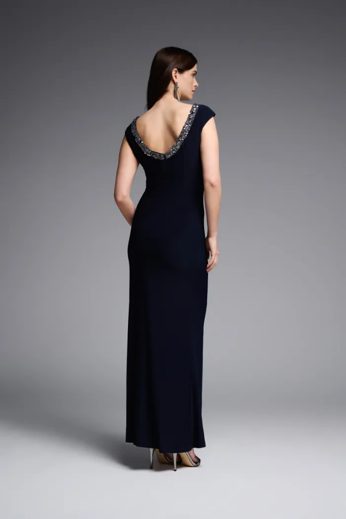 Embellished Neckline Gown