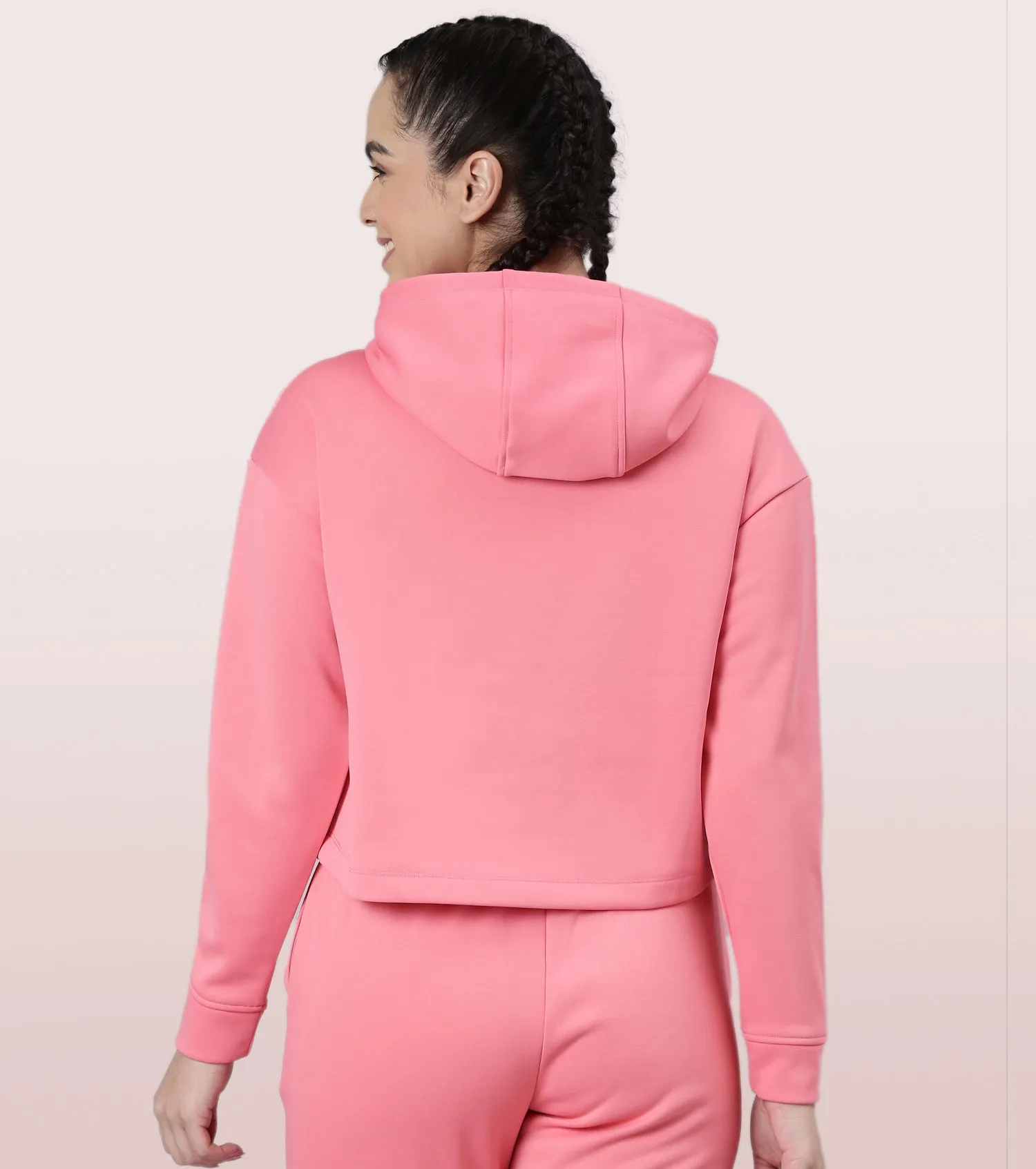 Enamor Hooded Fleece Sweatshirt | Relaxed Fit Crop Length Sweatshirt For Women | A905