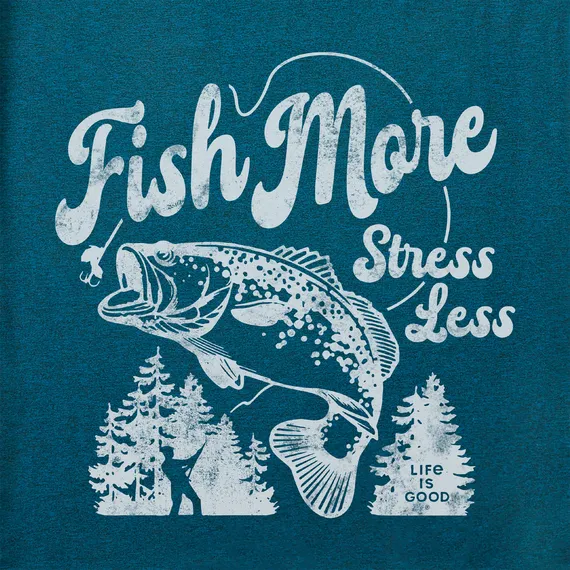 Fish More Stress Less LS Active Hooded Tee - Life is Good