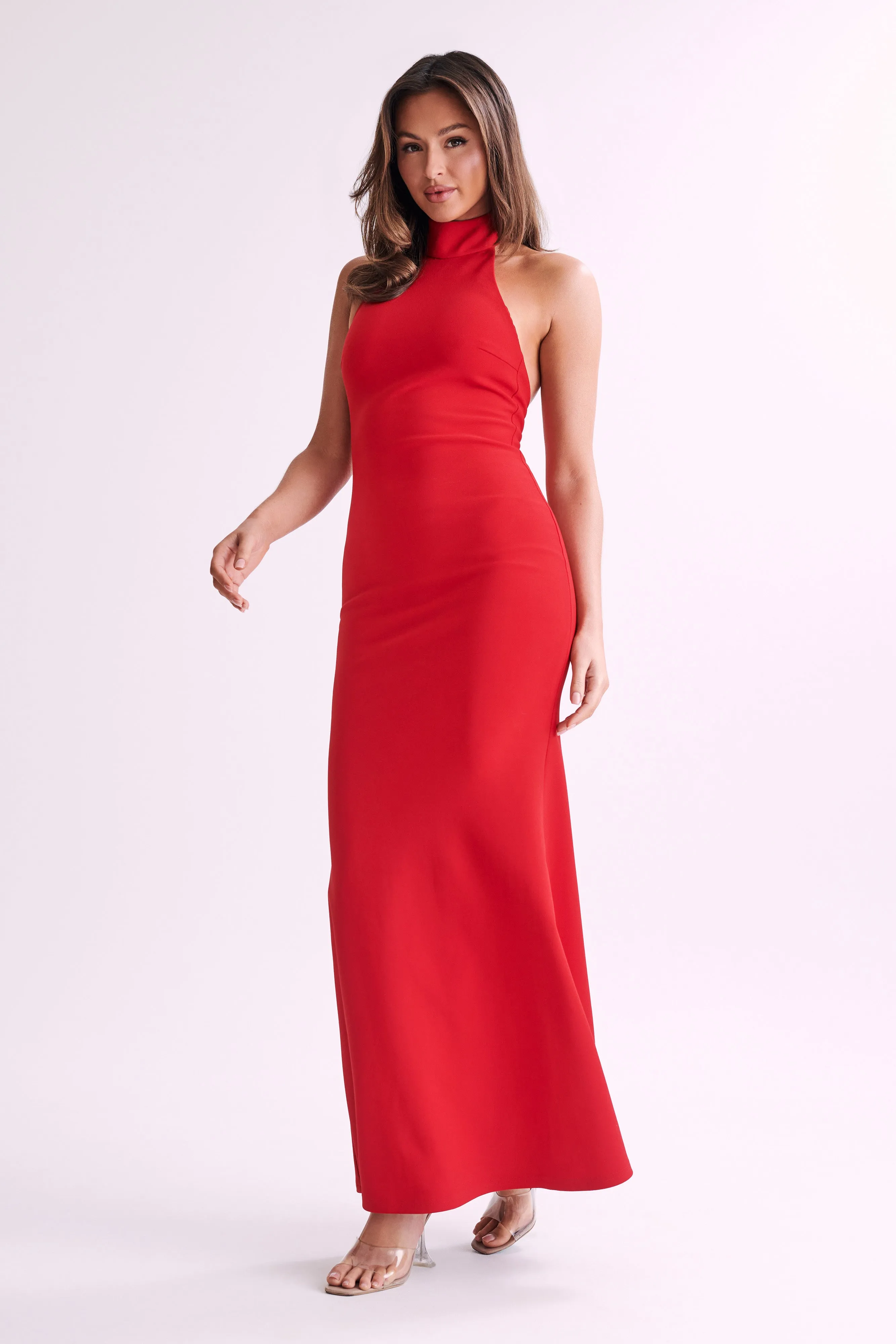 Genesis High Neck Maxi Dress - Red