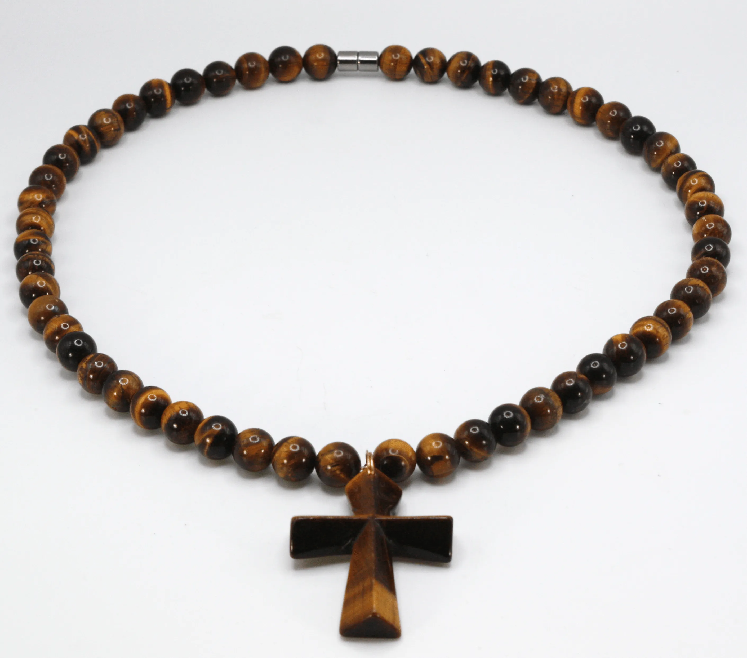 Genuine Tigers Eye Necklace with TIgers Eye Cross - Gift for Men/Woman - Spiritual Accessories - Religious Symbol