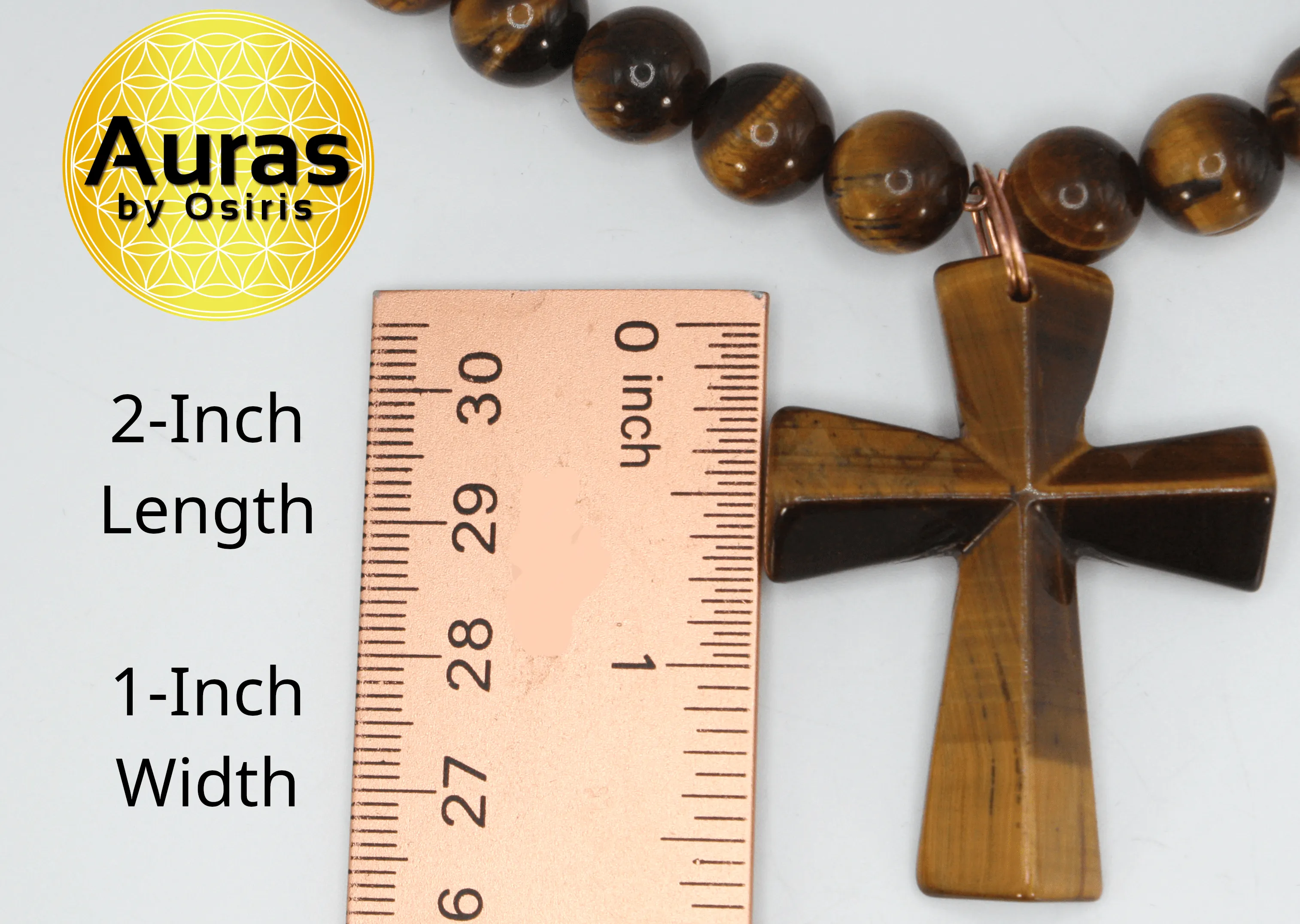 Genuine Tigers Eye Necklace with TIgers Eye Cross - Gift for Men/Woman - Spiritual Accessories - Religious Symbol