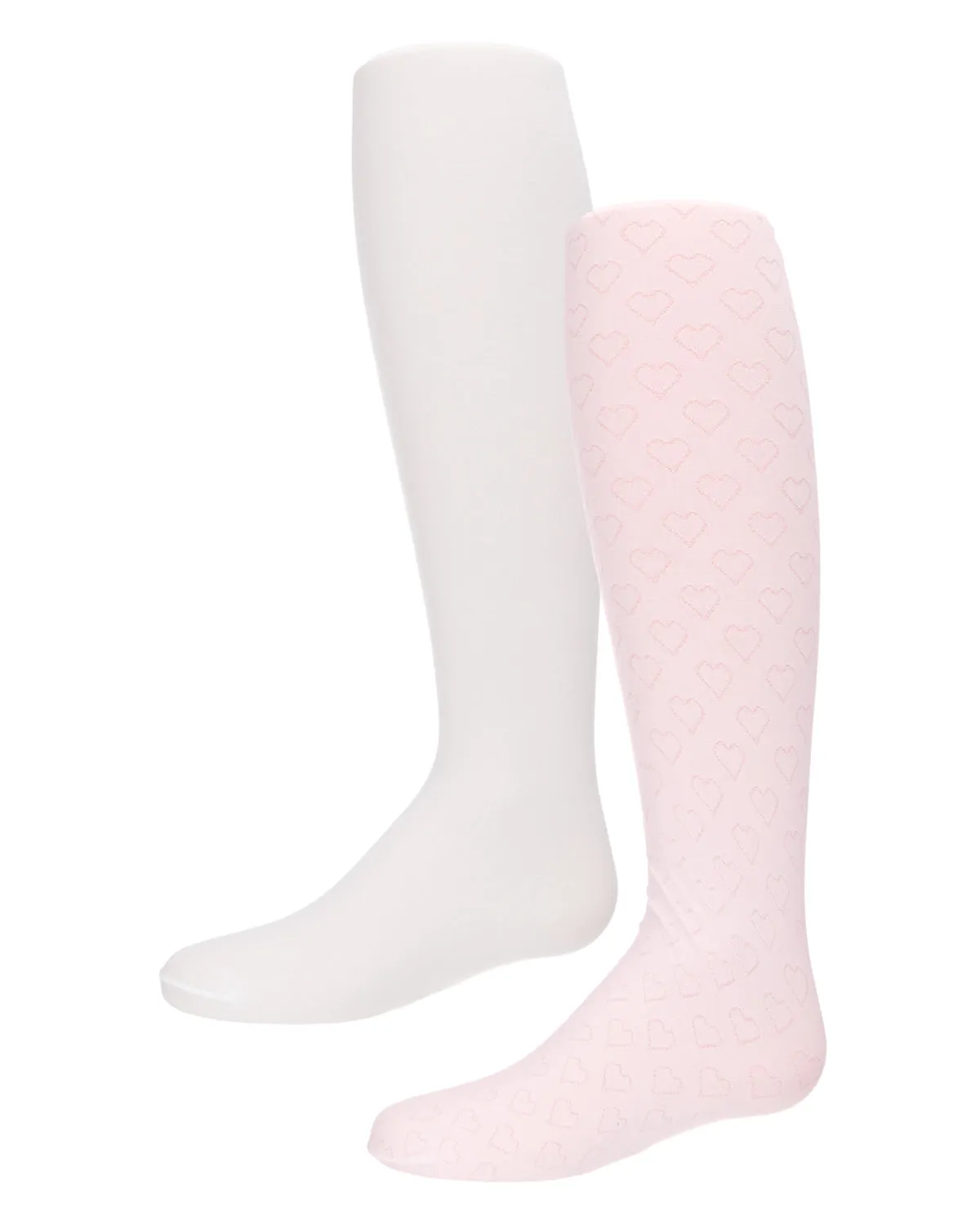 Girls' 2 Pair Pack Nylon Heart Tights