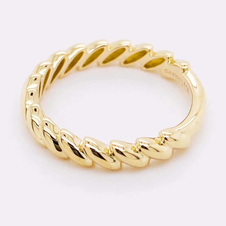 Golf Leaf Ring, 14 Karat Gold Twisted Leaf Band