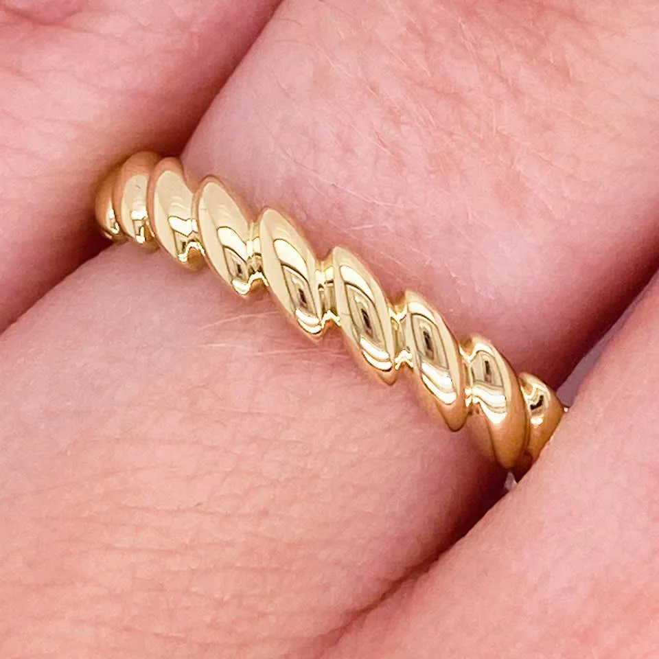 Golf Leaf Ring, 14 Karat Gold Twisted Leaf Band