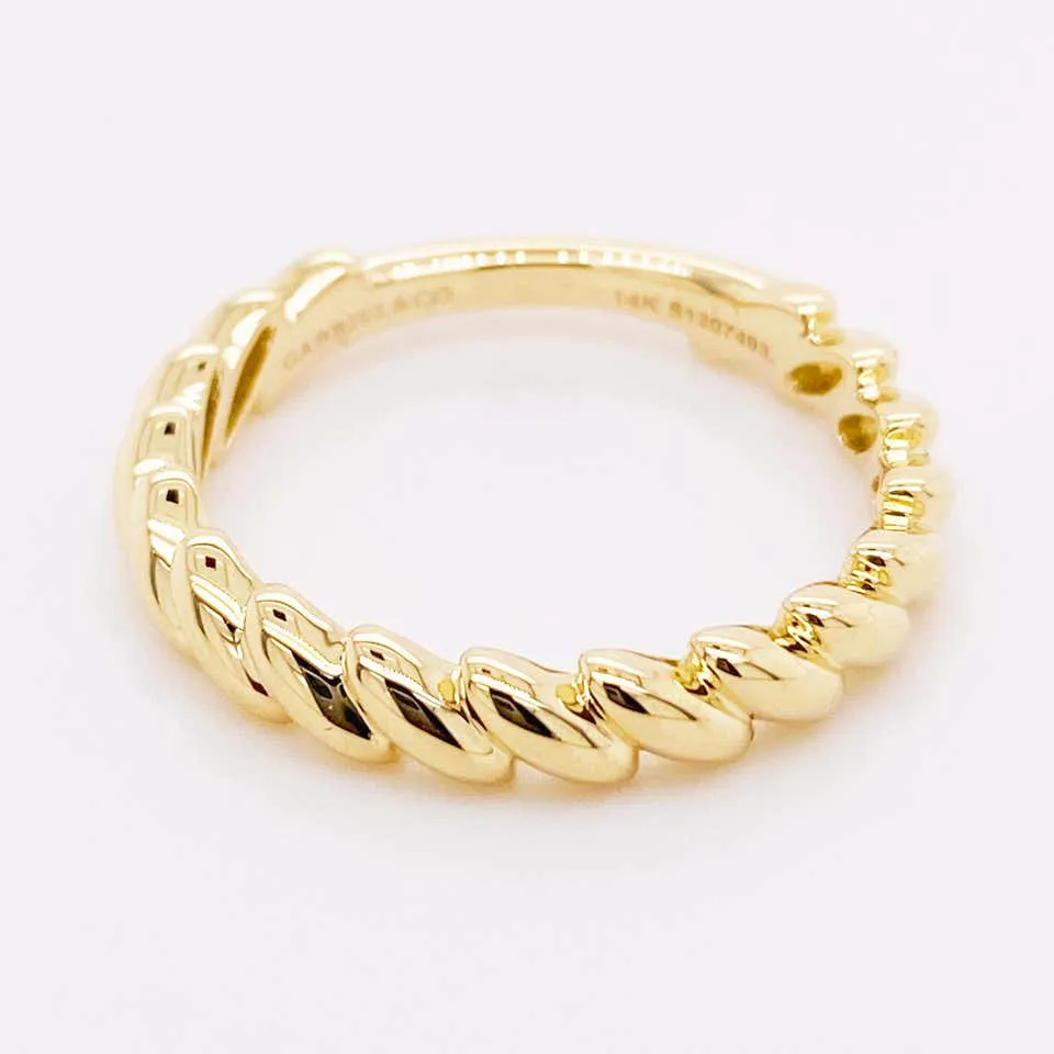 Golf Leaf Ring, 14 Karat Gold Twisted Leaf Band