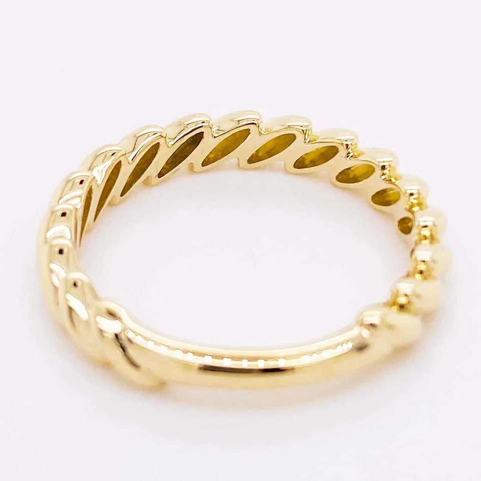 Golf Leaf Ring, 14 Karat Gold Twisted Leaf Band