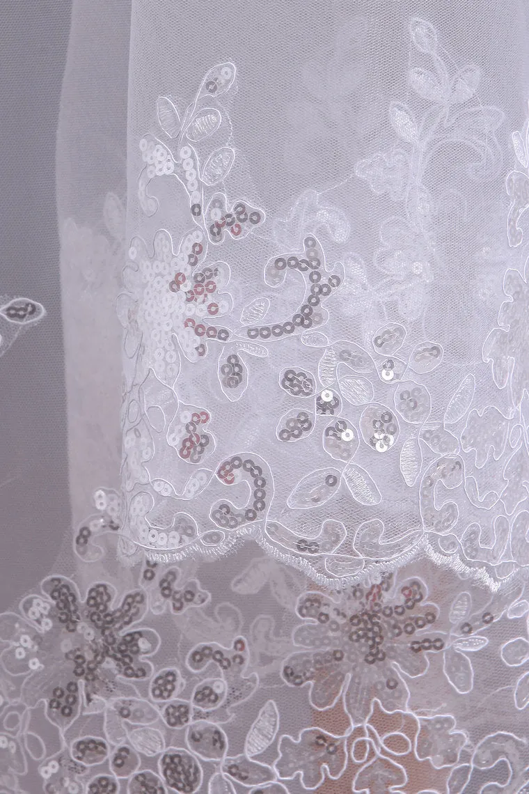 Gorgeous One-tier 60 inch Wedding Veils With Sequins Applique OV17