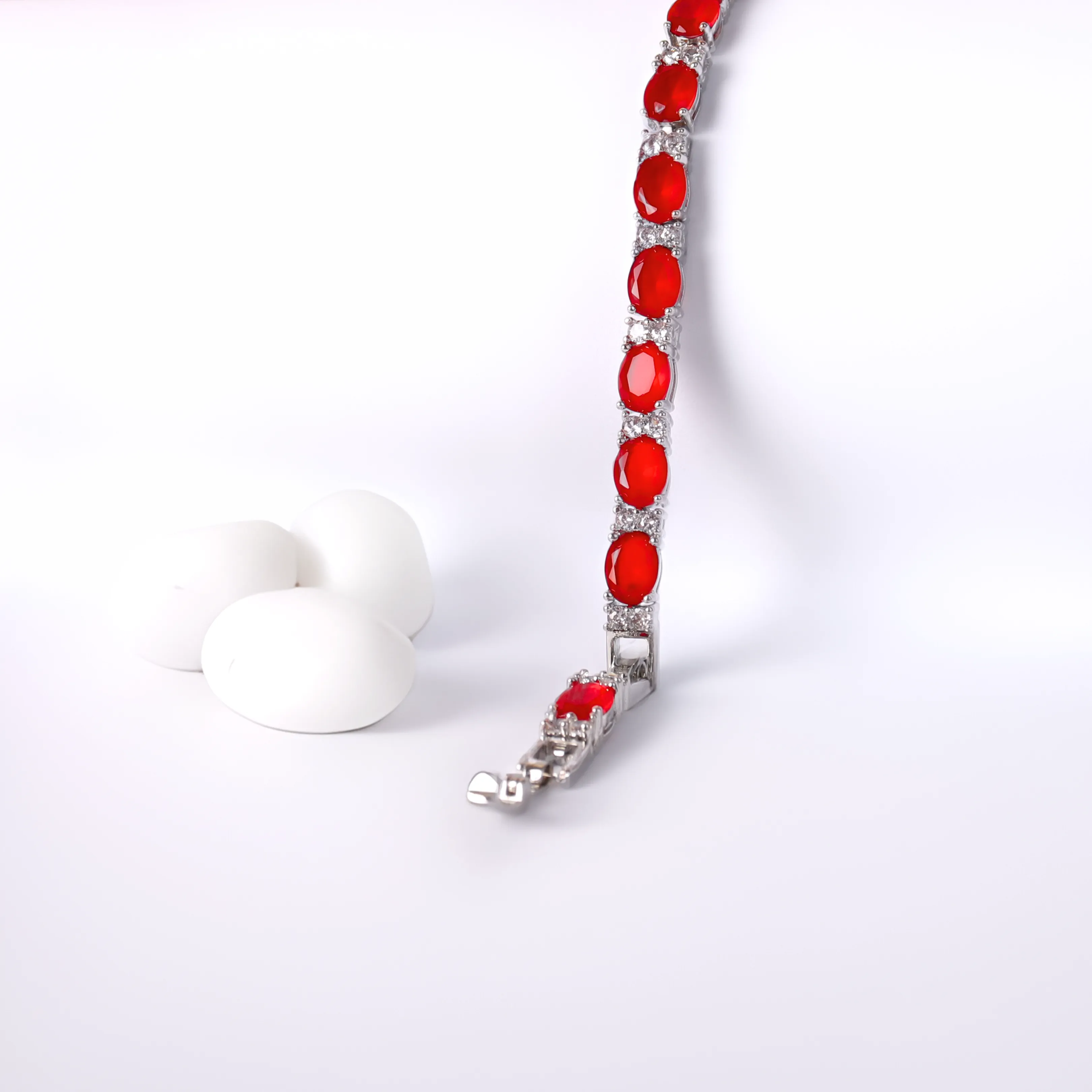 G.Silver Red Stone Bracelet.