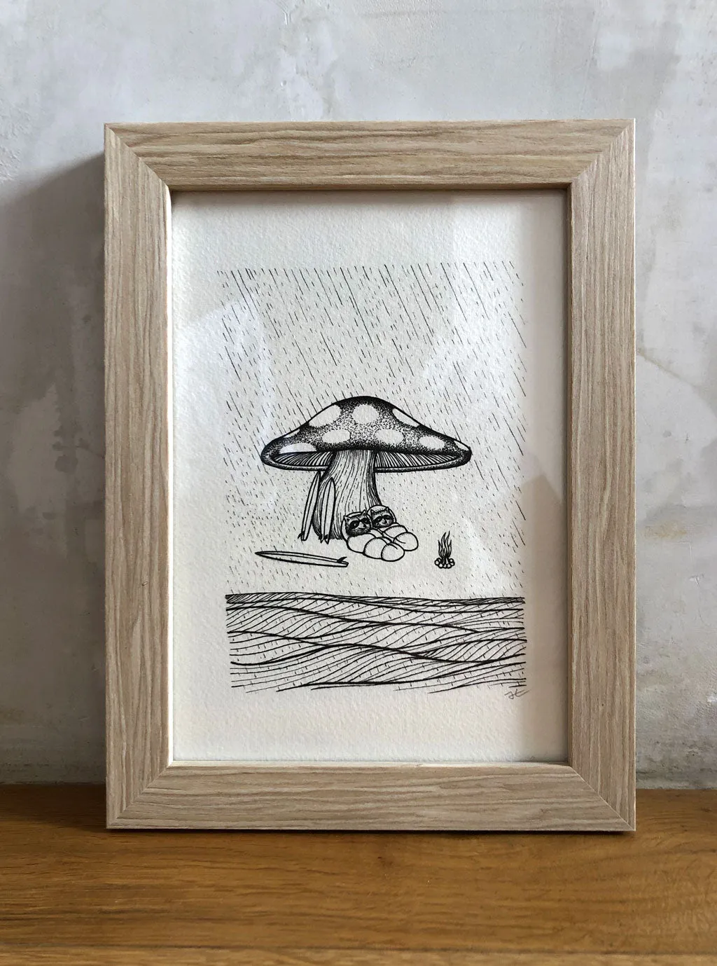 Inktober Raccoon. Original signed & framed illustration - SOLD OUT