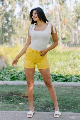 Irene High Rise Tummy Control Yellow Shorts