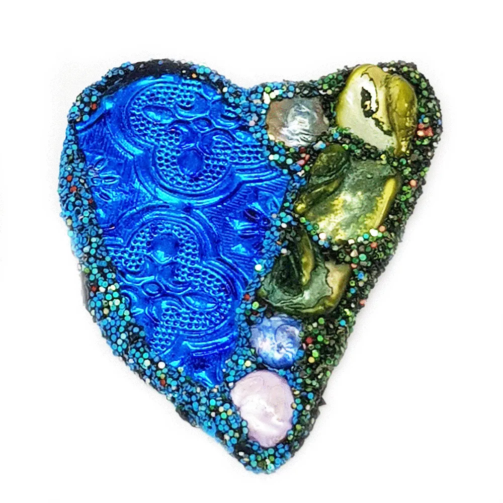 JAIPUR JOY - BLUE HEART BROOCH