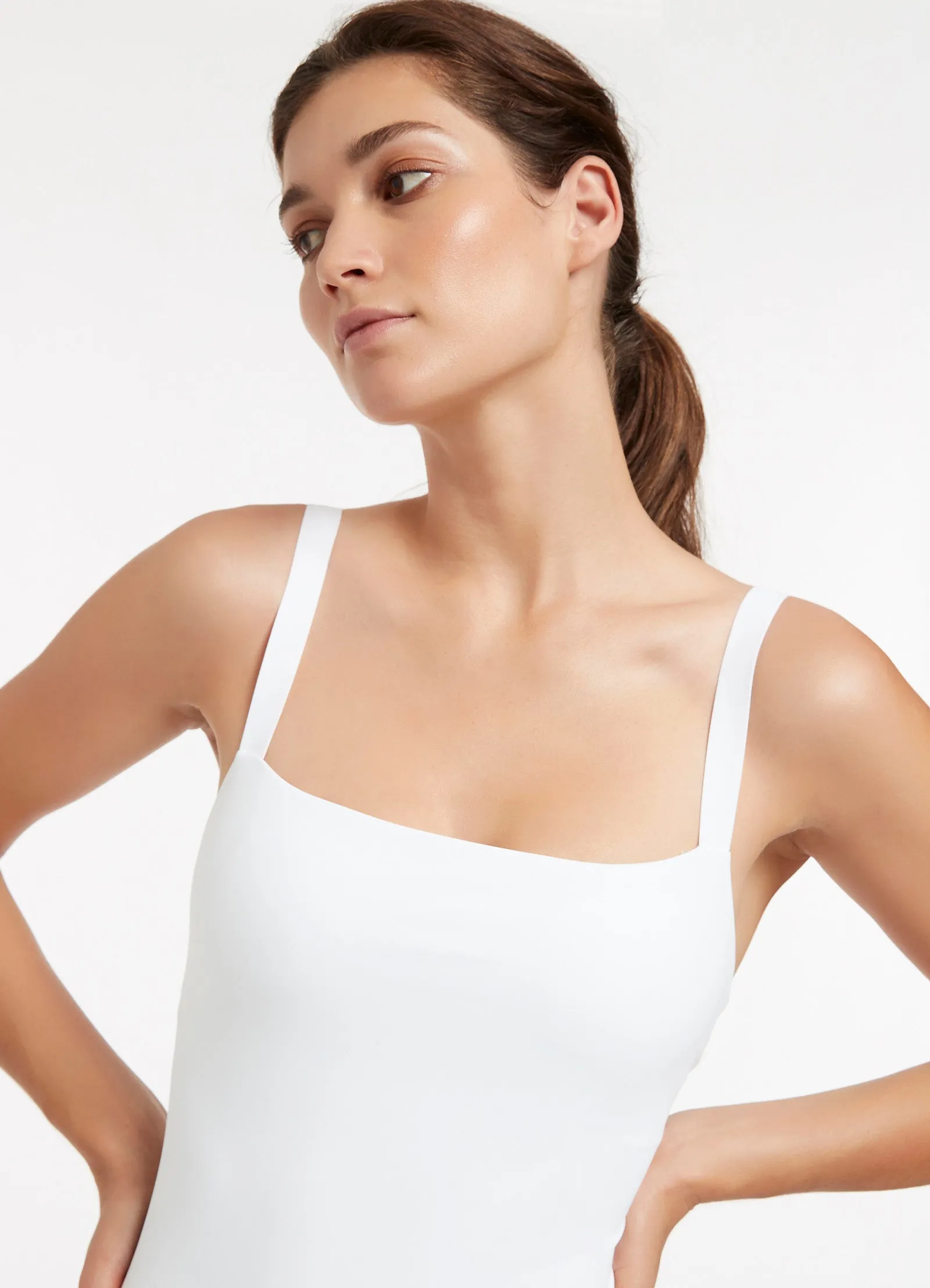 Jetset Square Neck Tank One Piece - White