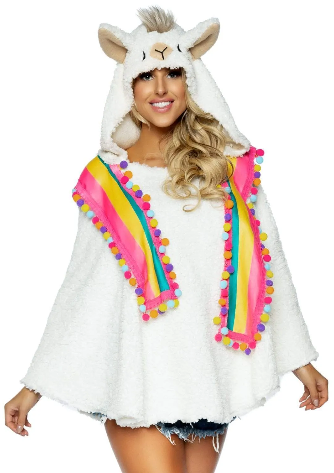 Llama Poncho With Animal Face Hood Costume