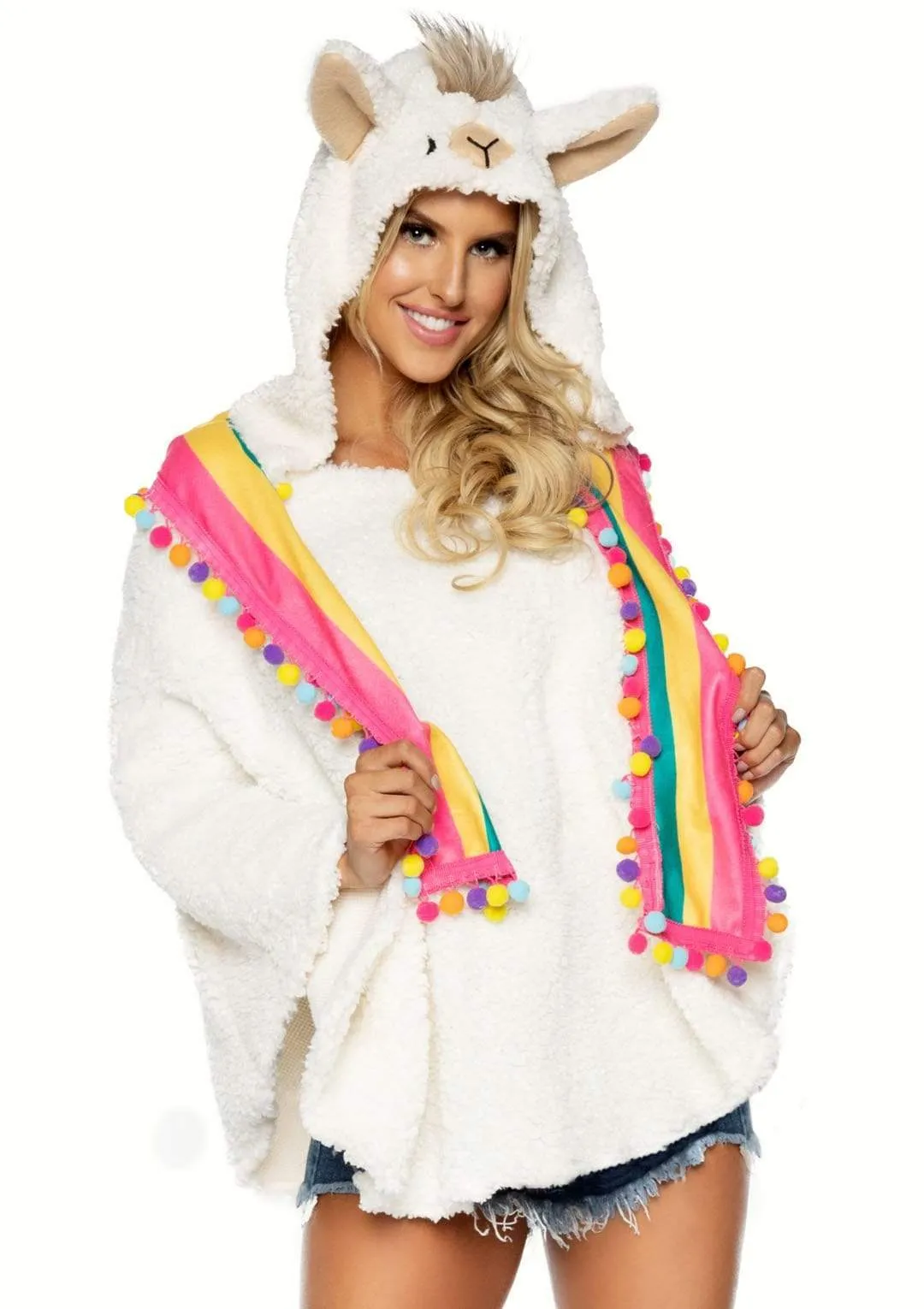 Llama Poncho With Animal Face Hood Costume