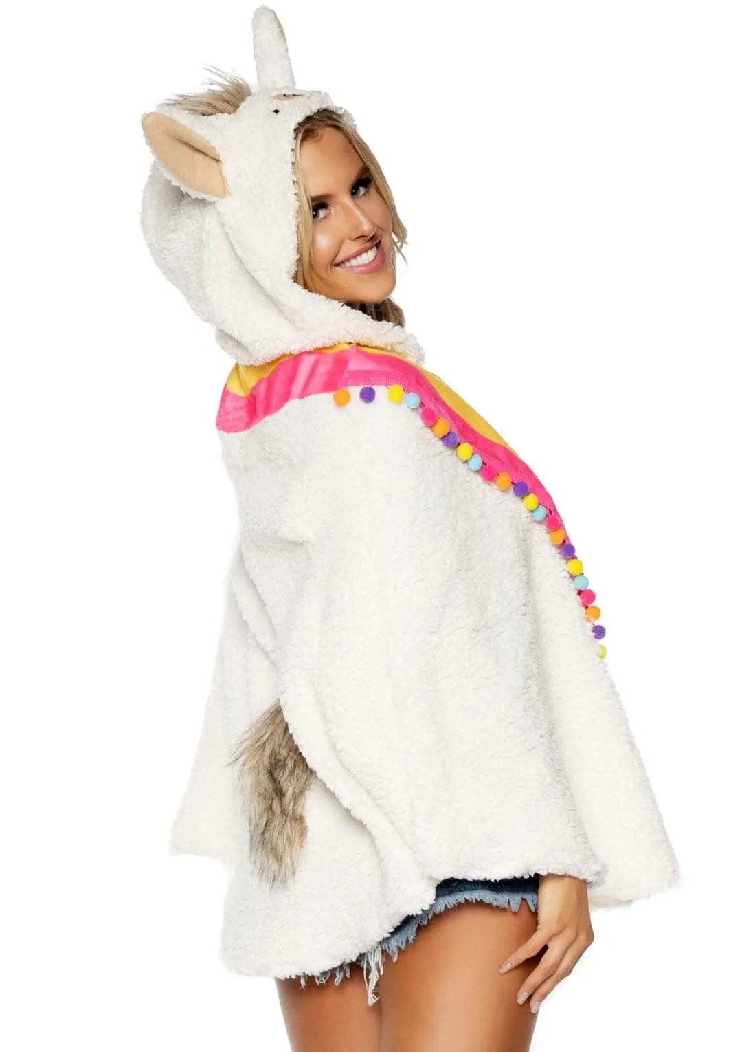 Llama Poncho With Animal Face Hood Costume