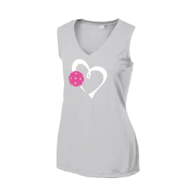 Love Pickleball Heart (Pink) | Women’s Sleeveless Shirt | 100% Polyester