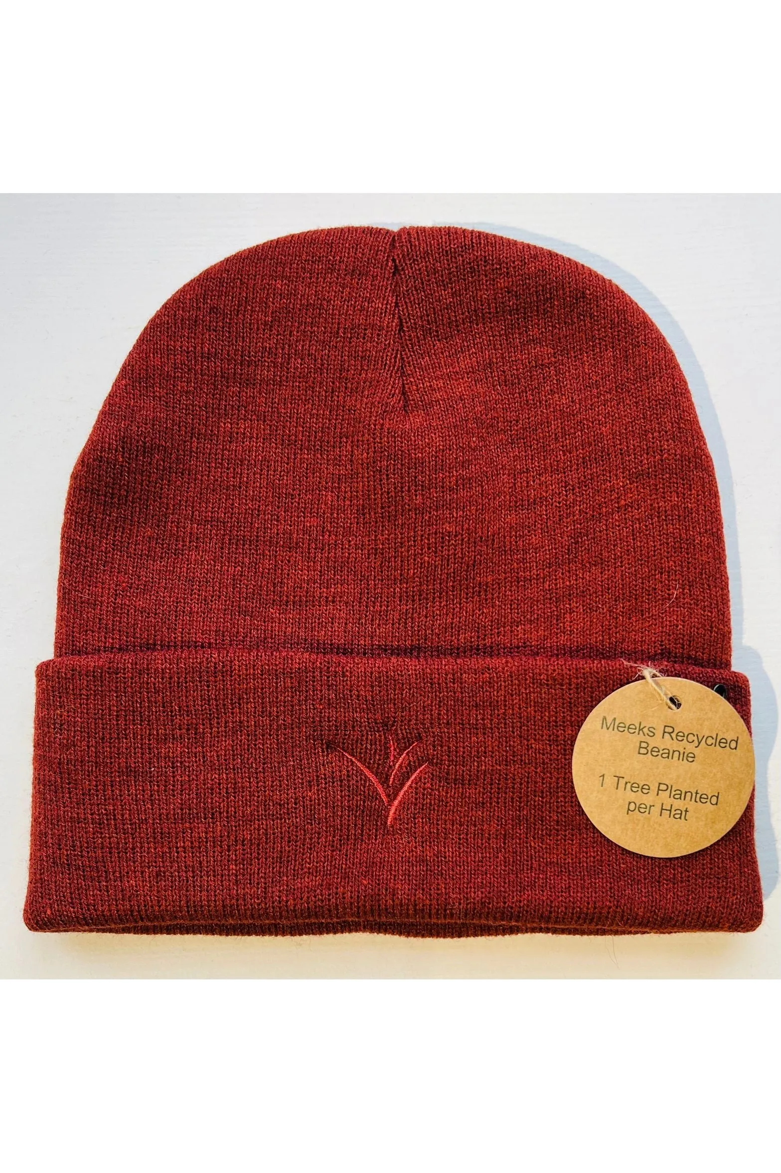 Meeks Recycled Beanie Hat in brick red