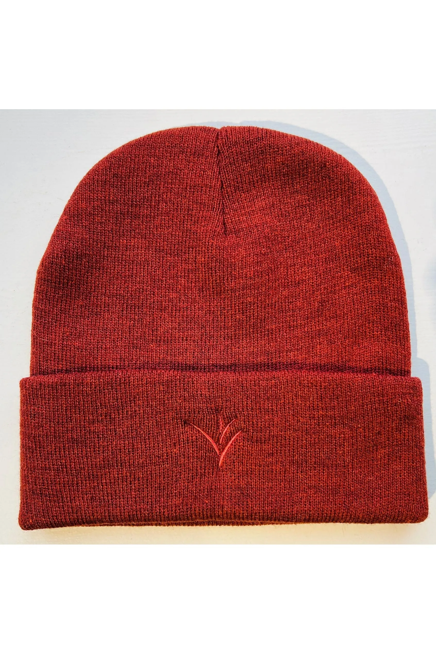 Meeks Recycled Beanie Hat in brick red