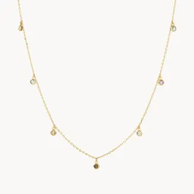 Multi Gemstone Droplet Necklace in 10k Gold