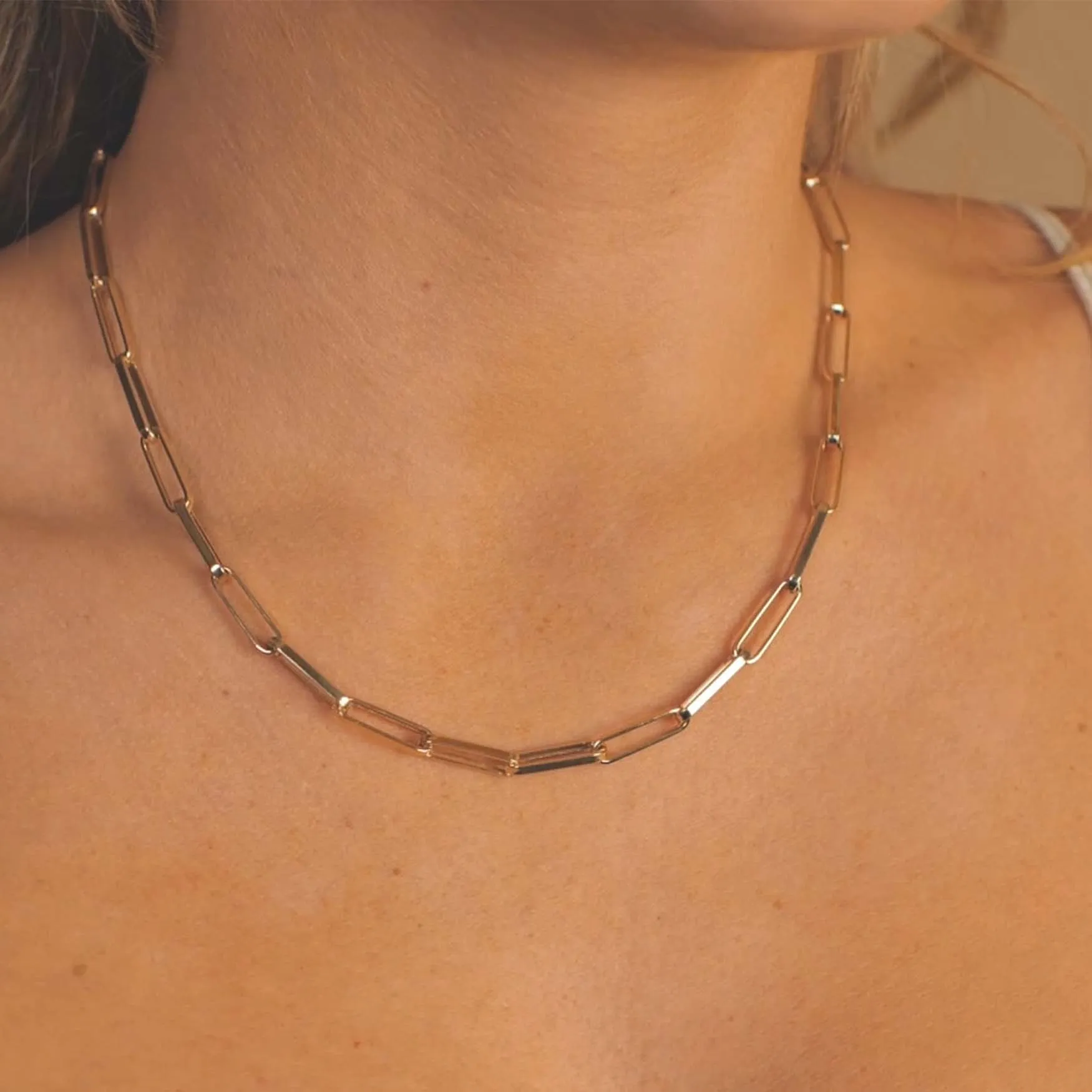 Paperclip Necklace in 14K Yellow Gold