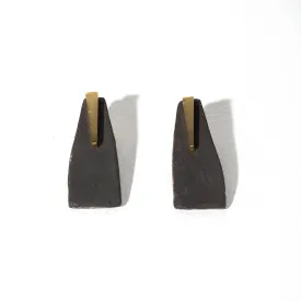 Pillar 2-in-1 Earrings - Charcoal   Brass