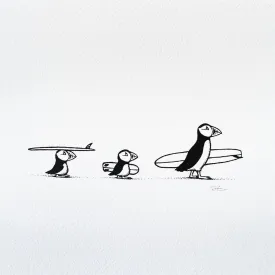 Puffin Surf Trip. Original illustration - SOLD OUT