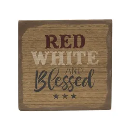 "Red White and Blessed" Distressed Barnwood Sign