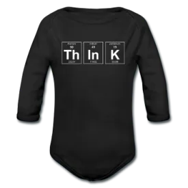 "ThInK" (white) - Baby Long Sleeve One Piece