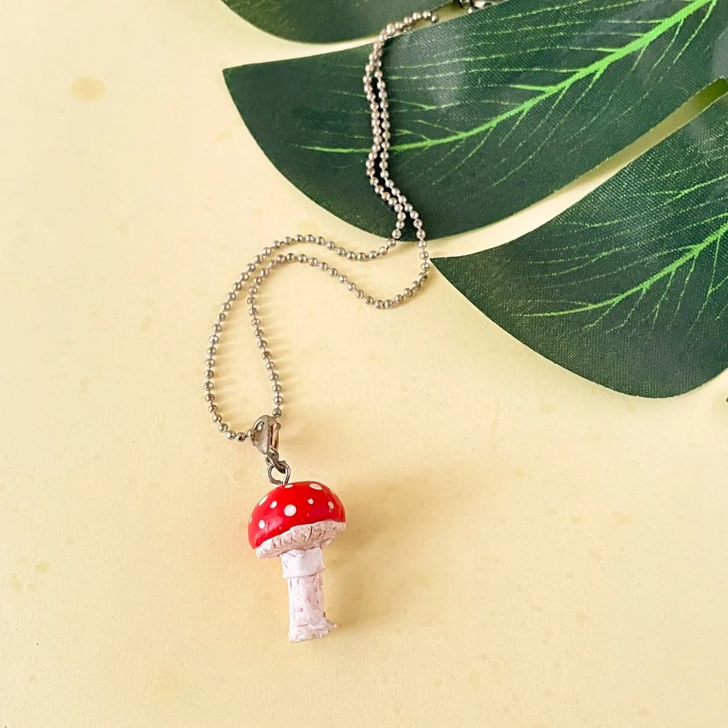 Red Mushroom Miniature Charm Pendant