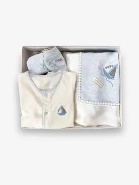 Sail Boat Bundle (Pack of 3 - Mitts, Romper, Blanket)