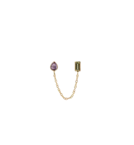 Single Treasure Chain Duo Stud Earring 14K