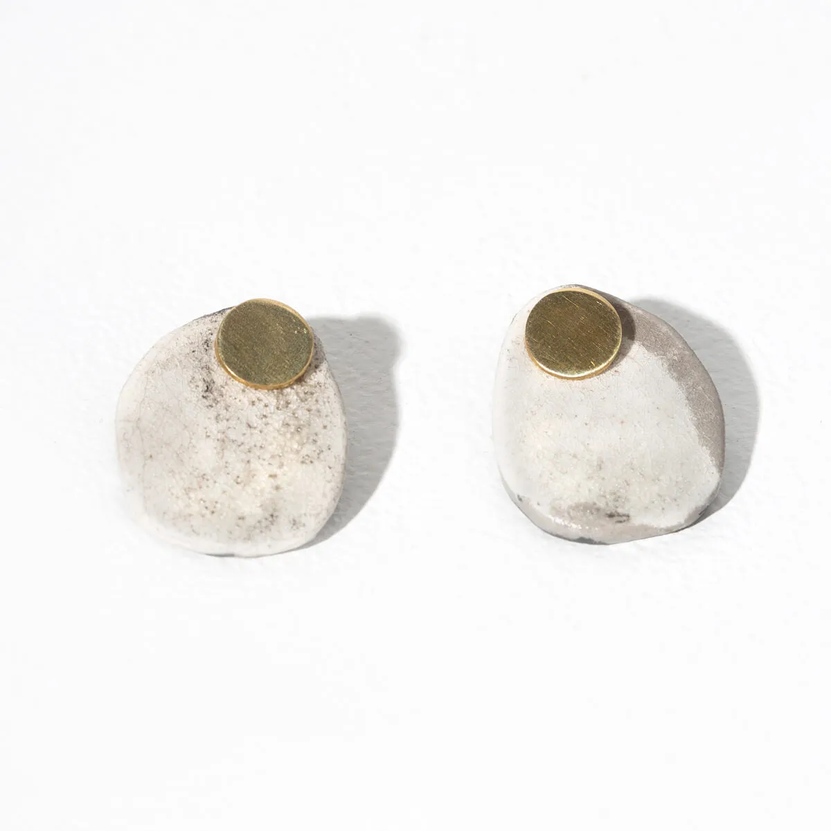 Stone 2-in-1 Earrings - Raku   Brass